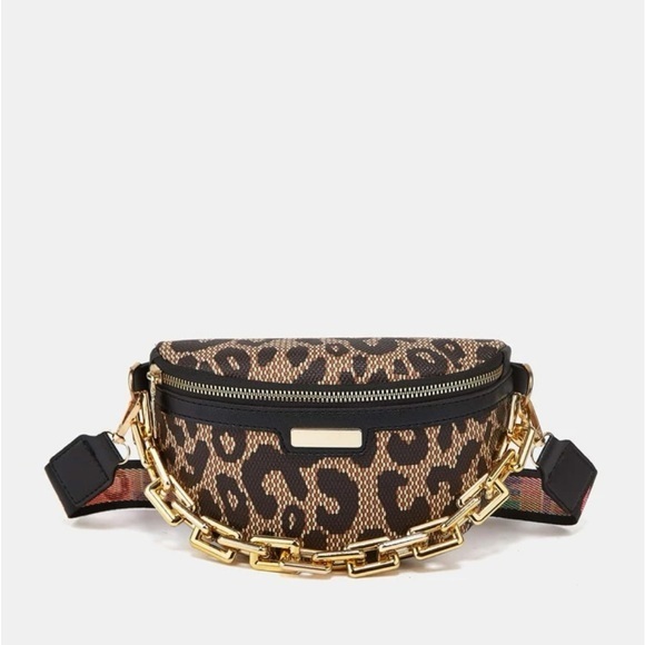Handbags - Leopard Pattern Chain Decor Waist Belt Bag - NWT